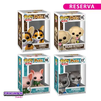 Pack Funko POP Pets Gorgi, Golden Retriever, Persian y Sphynx