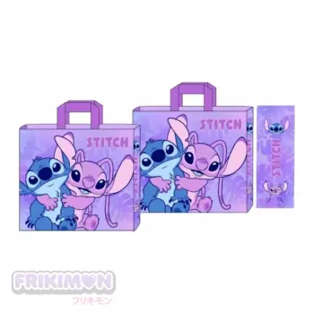 Bolsa de rafia reutilizable Stitch y Angel abrazados Lilo y Stitch Disney